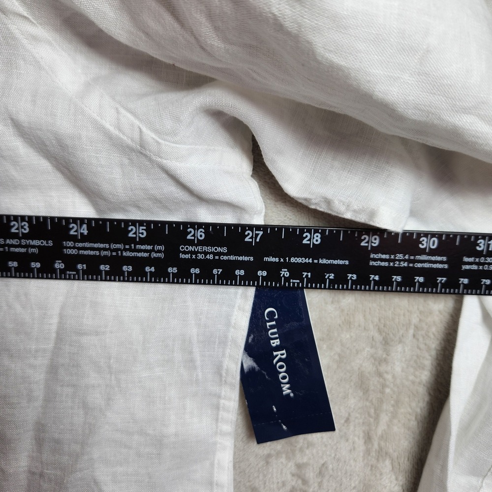 Club Room Lux Linen Shirt Womens XXL White Mandarin Collar Long Sleeve Office - Picture 6 of 7